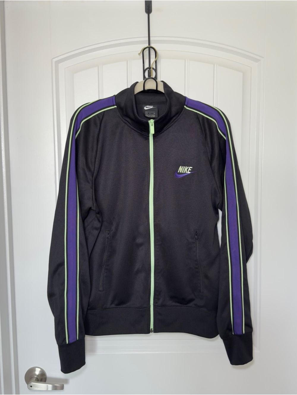 Nike Y2K Small Full Zip Black Purple‎ Striped Track Jacket Blokecore Streetwear